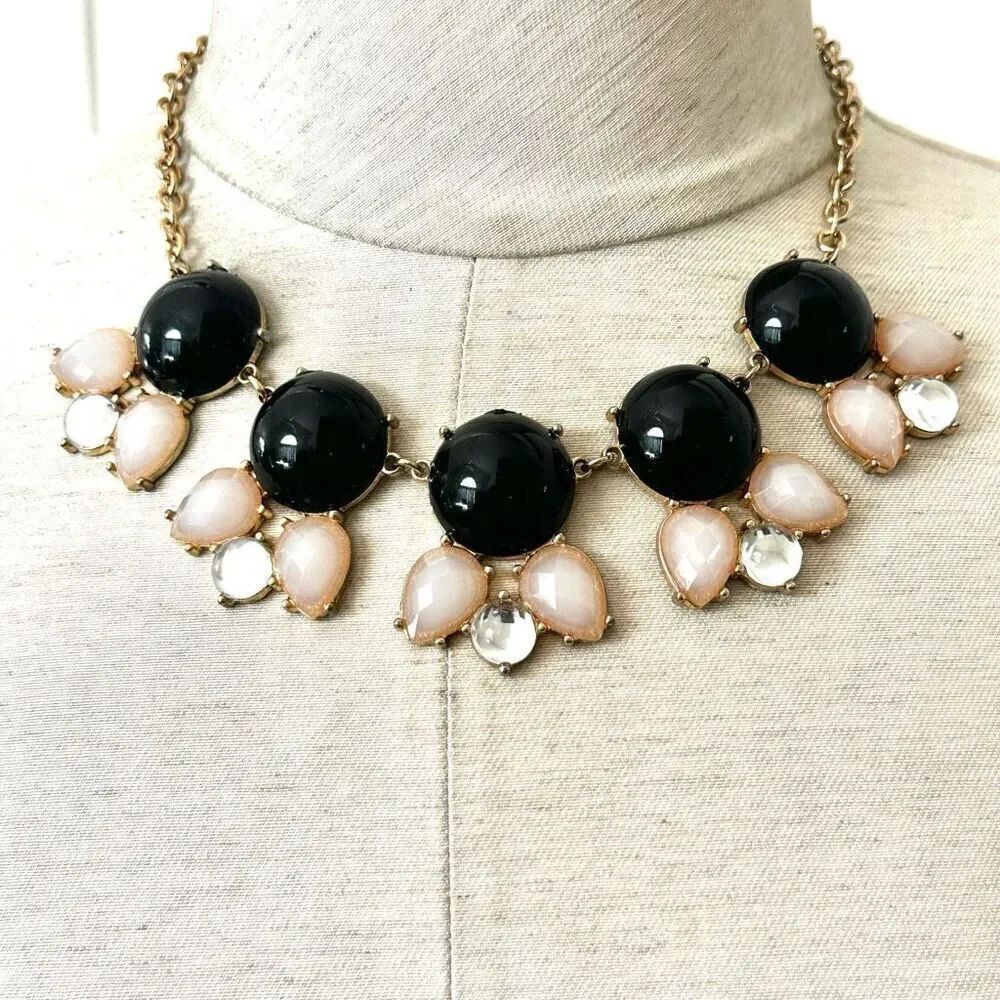 Gold tone beaded statement necklace